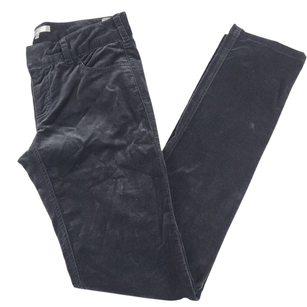 Vince Velvet Straight Leg Pants Sz 4 Charcoal Grey Low Rise Luxe Chic